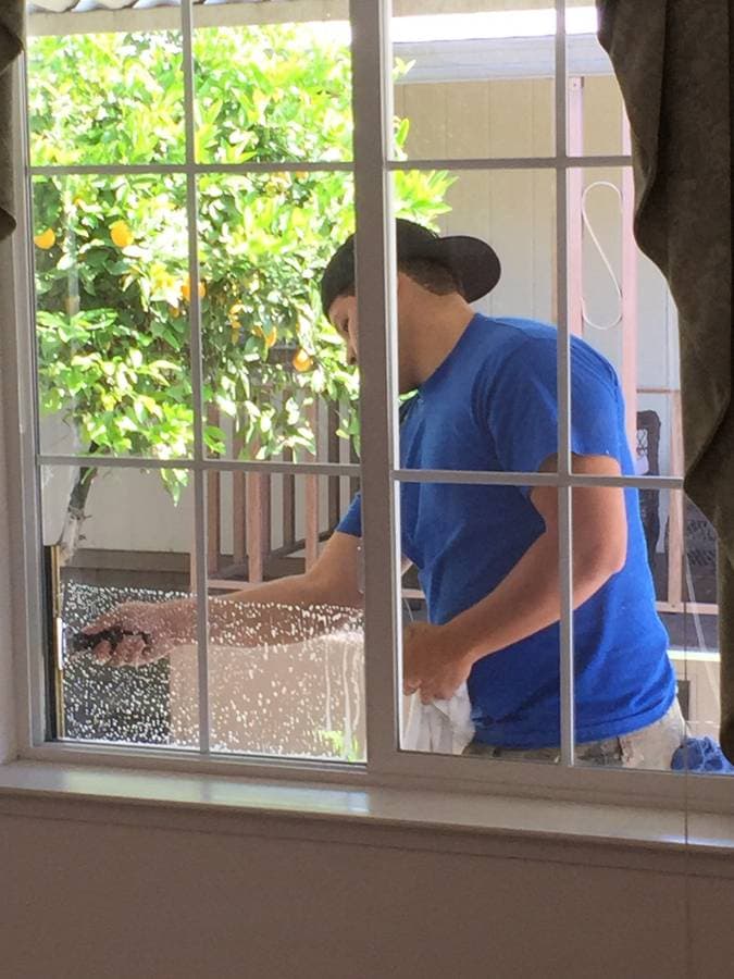 Exterior patio and entryway cleaning completed by professional cleaner